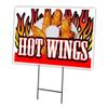 HOT Wings 18"x24" Yard Sign & Stake | Advertise Your Business | Stake Included Image On Front Only | Made in The USA view 1