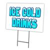 ICE Cold Drinks 18"x24" Yard Sign & Stake | Advertise Your Business | Stake Included Image On Front Only | Made in The USA view 1