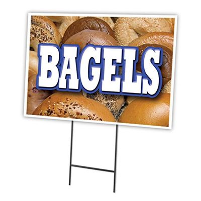 BAGELS 18"x24" Yard Sign & Stake | Advertise Your Business | Stake Included Image On Front Only | Made in The USA