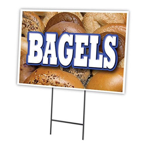 BAGELS 18"x24" Yard Sign & Stake | Advertise Your Business | Stake Included Image On Front Only | Made in The USA