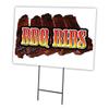 BBQ Ribs 18"x24" Yard Sign & Stake | Advertise Your Business | Stake Included Image On Front Only | Made in The USA view 1