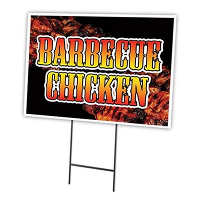 Barbecue Chicken 18"x24" Yard Sign & Stake | Advertise Your Business | Stake Included Image On Front Only | Made in The USA
