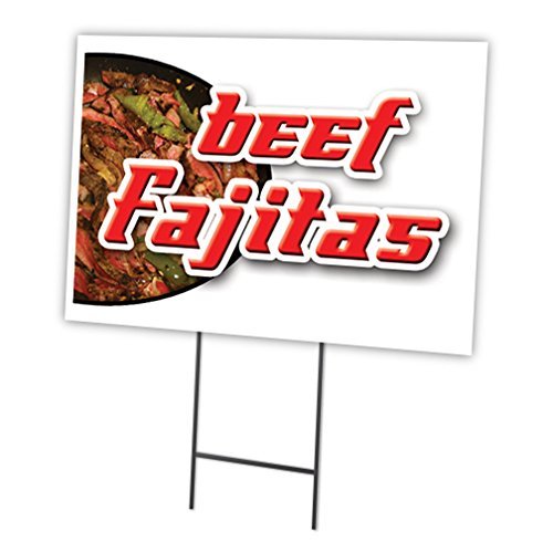 Beef Fajitas 18"x24" Yard Sign & Stake | Advertise Your Business | Stake Included Image On Front Only | Made in The USA