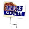 CORNED BEEF SANDWICH 18"x24" Yard Sign & Stake outdoor plastic window | Advertise Your Business | Stake Included Image On Front Only | Made in The USA view 1