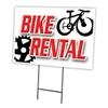 Bike Rental 18"x24" Yard Sign & Stake | Advertise Your Business | Stake Included Image On Front Only | Made in The USA view 1