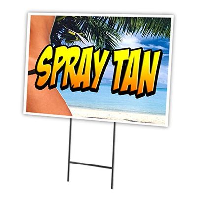 SPRAY TAN 18"x24" Yard Sign & Stake | Advertise Your Business | Stake Included Image On Front Only | Made in The USA