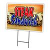 STEAK SANDWICH 18"x24" Yard Sign & Stake | Advertise Your Business | Stake Included Image On Front Only | Made in The USA view 1