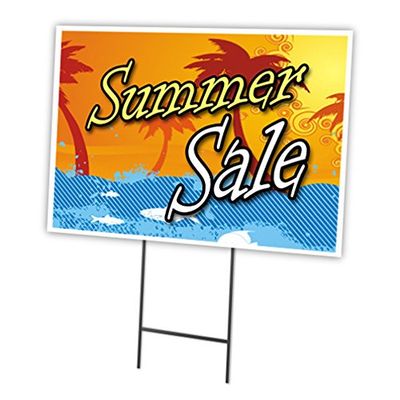 Summer Sale 18"x24" Yard Sign & Stake Outdoor Plastic coroplast Window