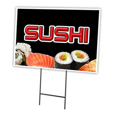 SignMission Sushi 18"x24" Yard Sign & Stake Outdoor Plastic coroplast Window