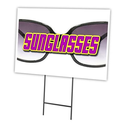 Sunglasses 18"x24" Yard Sign & Stake Outdoor Plastic coroplast Window