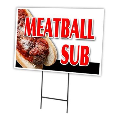 SignMission Meatball SUB 18"x24" Yard Sign & Stake | Advertise Your Business | Stake Included Image On Front Only | Made in The USA