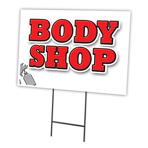 Body Shop 18"x24" Yard Sign & Stake | Advertise Your Business | Stake Included Image On Front Only | Made in The USA