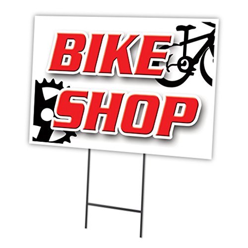 Bike Shop 18"x24" Yard Sign & Stake | Advertise Your Business | Stake Included Image On Front Only | Made in The USA