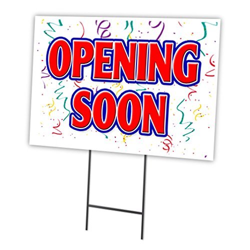 OPENING SOON 18"x24" Yard Sign & Stake | Advertise Your Business | Stake Included Image On Front Only | Made in The USA