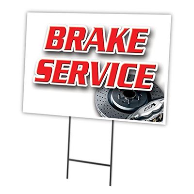 Brake Service 18"x24" Yard Sign & Stake | Advertise Your Business | Stake Included Image On Front Only | Made in The USA