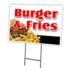SignMission Burger & Fries 18"x24" Yard Sign & Stake | Advertise Your Business | Stake Included Image On Front Only | Made in The USA view 1