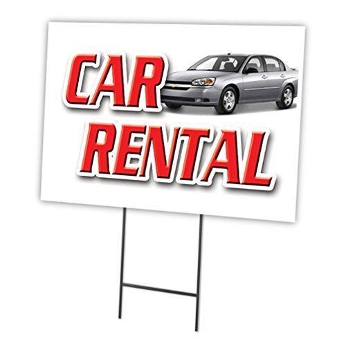 CAR Rental 18"x24" Yard Sign & Stake | Advertise Your Business | Stake Included Image On Front Only | Made in The USA