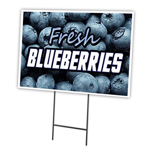 SignMission Fresh Blueberries 18"x24" Yard Sign & Stake Outdoor Plastic Window | Advertise Your Business | Stake Included Image On Front Only | Made in The USA