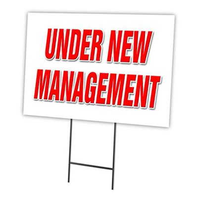 SignMission Under New Management 18"x24" Yard Sign & Stake Outdoor Plastic
