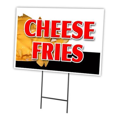 CHEESE FRIES 18"x24" Yard Sign & Stake | Advertise Your Business | Stake Included Image On Front Only | Made in The USA