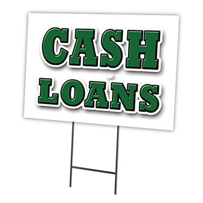 Cash Loans 18"x24" Yard Sign & Stake | Advertise Your Business | Stake Included Image On Front Only | Made in The USA