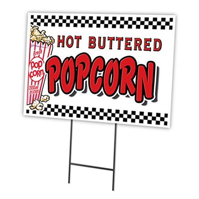 POPCORN 18"x24" Yard Sign & Stake | Advertise Your Business | Stake Included Image On Front Only | Made in The USA
