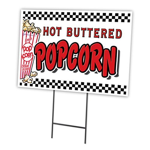 POPCORN 18"x24" Yard Sign & Stake | Advertise Your Business | Stake Included Image On Front Only | Made in The USA