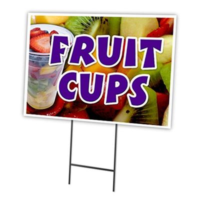 Fruit Cups 18"x24" Yard Sign & Stake | Advertise Your Business | Stake Included Image On Front Only | Made in The USA