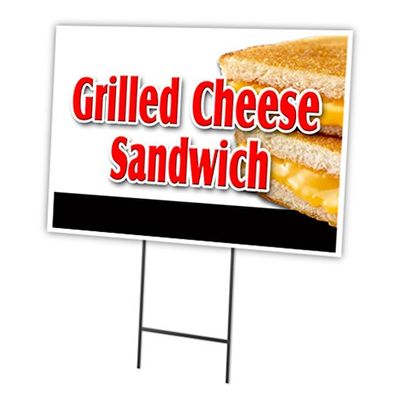 Grilled Cheese Sandwich 18"x24" Yard Sign & Stake Outdoor Plastic Window | Advertise Your Business | Stake Included Image On Front Only | Made in The USA