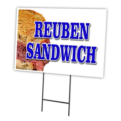REUBEN SANDWICH 18"x24" Yard Sign & Stake outdoor plastic window | Advertise Your Business | Stake Included Image On Front Only | Made in The USA