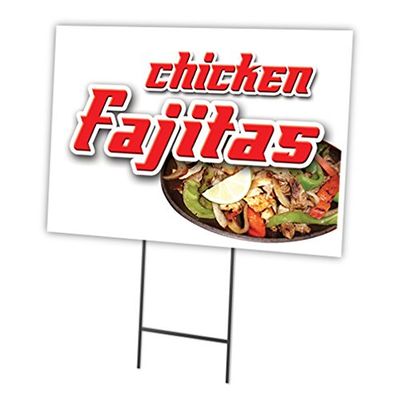 Chicken Fajitas 18"x24" Yard Sign & Stake | Advertise Your Business | Stake Included Image On Front Only | Made in The USA