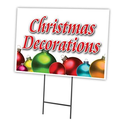 Christmas Decorations 18"x24" Yard Sign & Stake Outdoor Plastic Window | Advertise Your Business | Stake Included Image On Front Only | Made in The USA