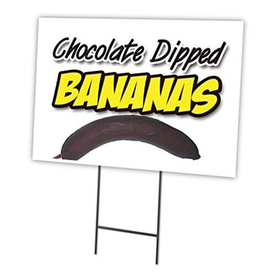 Chocolate Dipped Bananas 18"x24" Yard Sign & Stake Outdoor Plastic coroplast | Advertise Your Business | Stake Included Image On Front Only | Made in The USA
