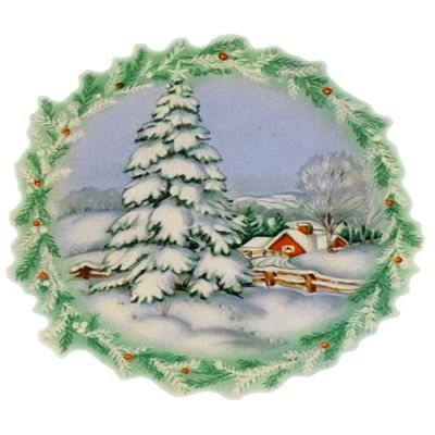 Waterslide Decals 4pcs (2.5"x3.5) FLONZ Winter Landscape Christmas Vintage