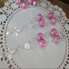 12 Pc Baptism Favors Crystal and Pearls Pink Silver Plated/Communion Favors Recuerditos De Bautismo/Christening Favors/Decenarios/Decades/Finger Rosaries view 1