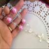 12 Pc Baptism Favors Crystal and Pearls Pink Silver Plated/Communion Favors Recuerditos De Bautismo/Christening Favors/Decenarios/Decades/Finger Rosaries view 2