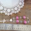 12 Pc Baptism Favors Crystal and Pearls Pink Silver Plated/Communion Favors Recuerditos De Bautismo/Christening Favors/Decenarios/Decades/Finger Rosaries view 4
