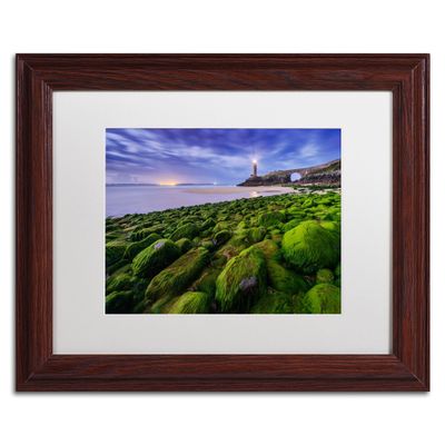 Trademark Fine Art Full Moon in Brittany Artwork by Mathieu Rivrin, 11 by 14", Wood Frame, White Matte