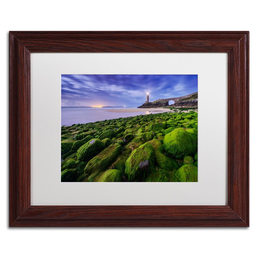Trademark Fine Art Full Moon in Brittany Artwork by Mathieu Rivrin, 11 by 14", Wood Frame, White Matte