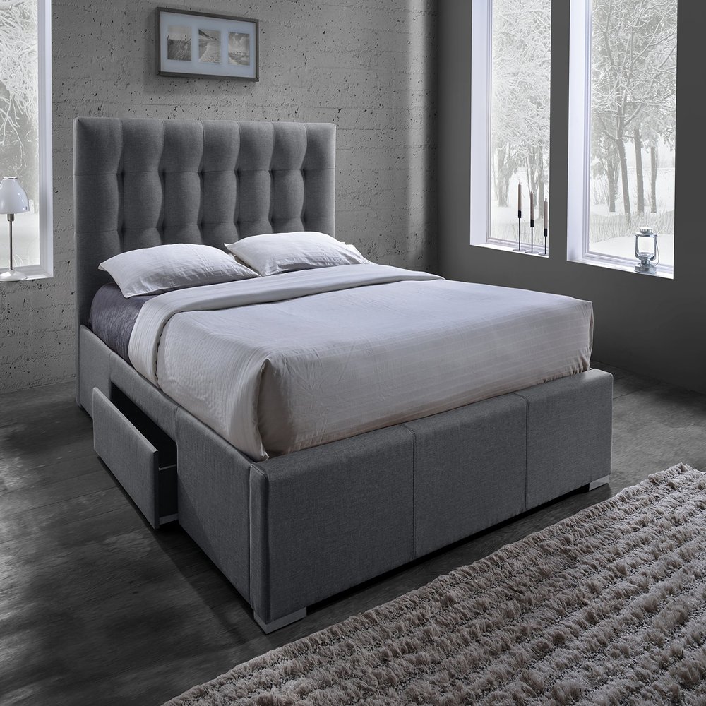 Baxton Studio CF8498-King-Grey Platform, King, Grey