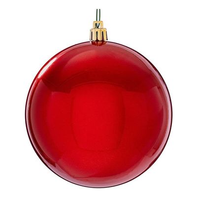Vickerman 4" Plastic Ball Ornaments in Candy Red Finish (Set of 6)