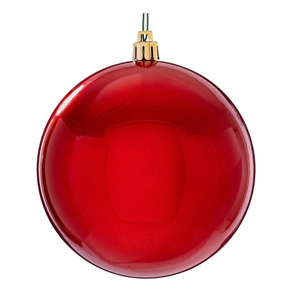 Vickerman 4" Plastic Ball Ornaments in Candy Red Finish (Set of 6)