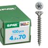 SPAX T-Star Plus 1197000450703 Universal Screw Stainless Steel A2 4.5 x 70 mm Pack of 100 Countersunk Head Fully Threaded 4CUT view 1