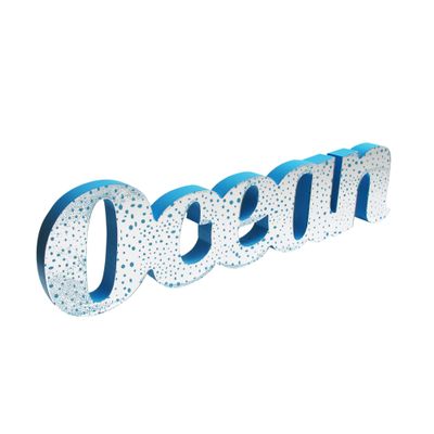 American Atelier Blue Coastal Mirror Word Art, Ocean