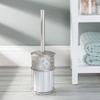 iDesign Vine Metal Toilet Bowl Brush and Holder for Bathroom Cleaning and Storage, 5" x 5" x 16.75" - Vanilla White and Satin Silver view 2