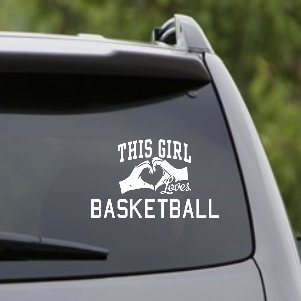 DABBLEDOWN DECALS This Girl Loves Basketball Decal Sticker Car Window Truck Laptop Tablet