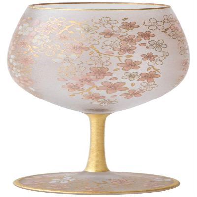ADERIA 6530 El Dorado Cherry Blossom Wine Glass, 19.3 fl oz (540 ml), Made in Japan, Comes in a Cosmetic Box, Stylish, Red Liquor Cup, White, Gift, Women's, Mother's Day, Tableware, Father's Day,