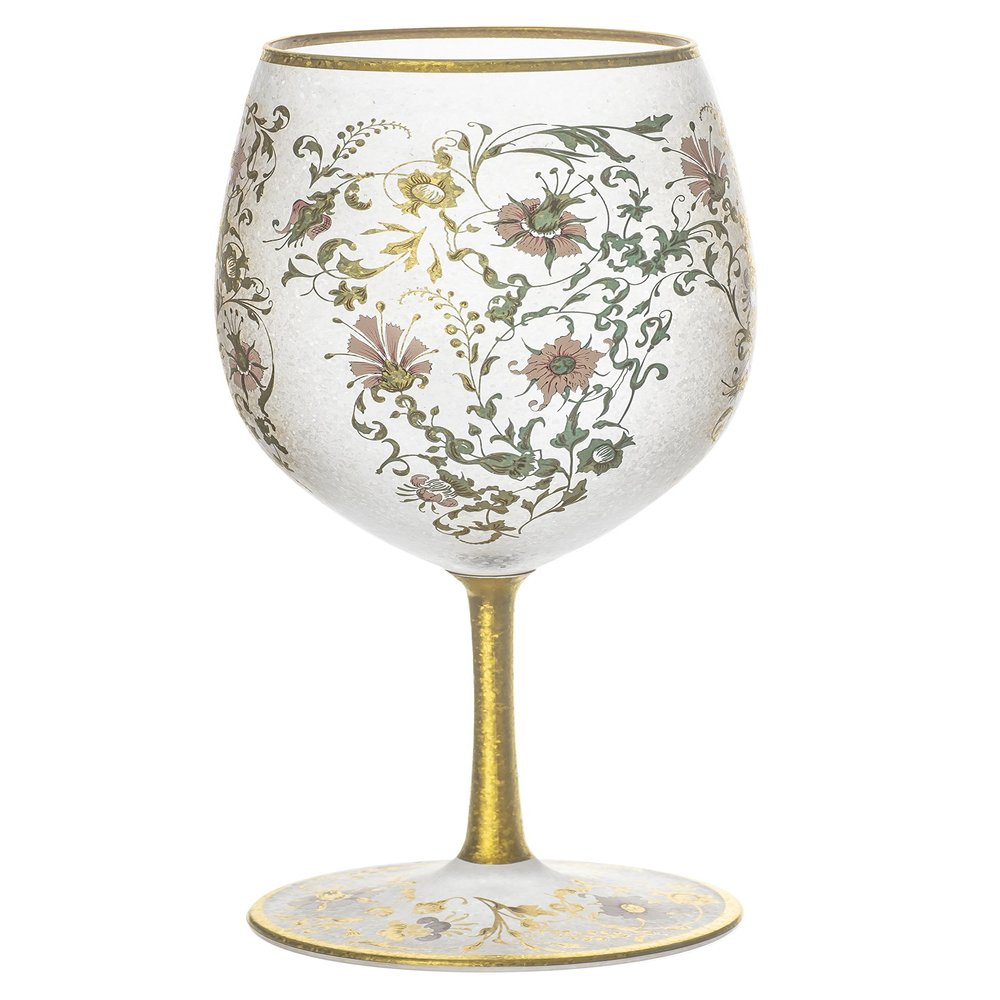ADERIA 6525 El Dorado Arabesque Gold Wine Glass, 19.3 fl oz (540 ml), Made in Japan, Comes in a Cosmetic Box, Stylish, Red Wine Cup, White, Retirement, Retirement, 60th Birthday, Father's Day,