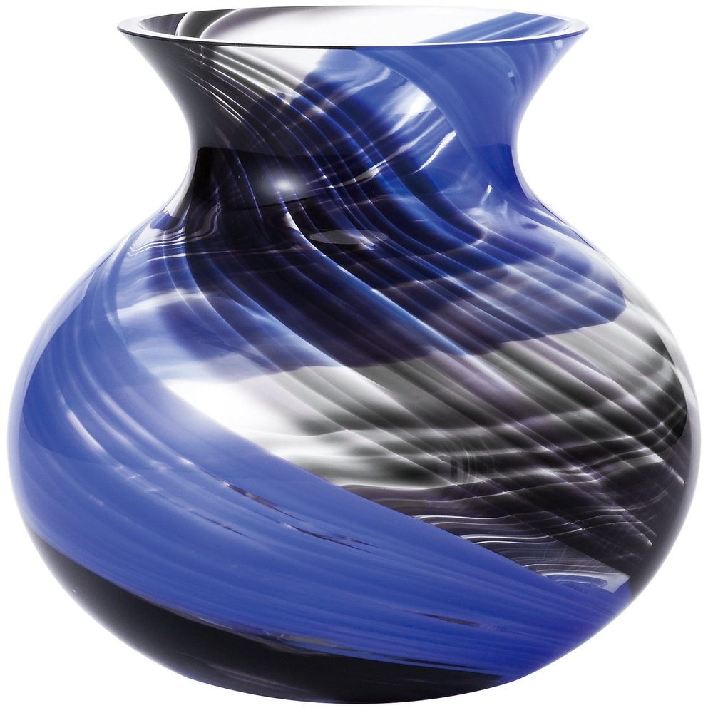 Aderia F-71444 Tsugaru Vidro Vase, Bouquet Pot, Black, Maximum 4.7 x 5.3 inches (12 x 13.5 cm), Flower Drops, Made in Japan