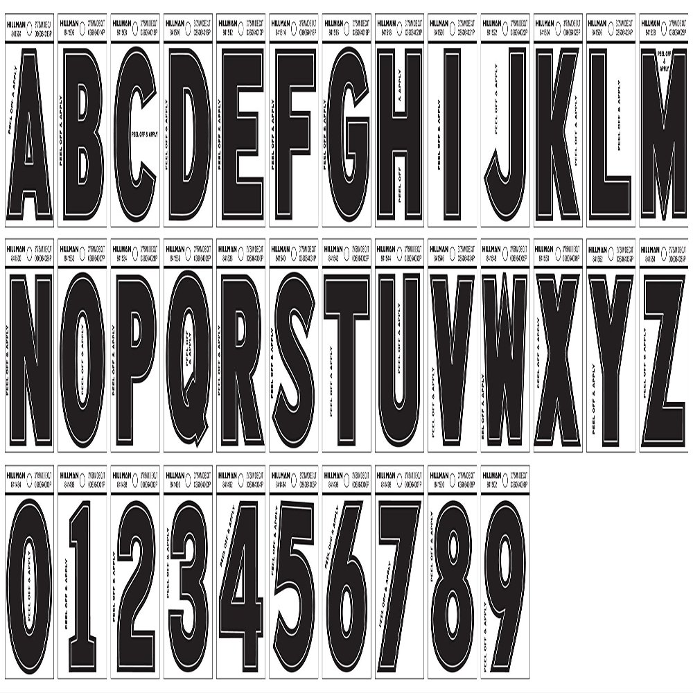 Hillman 841528 Letter M Wide Style Die-Cut Peel Off Sign, Black Gloss Finish Waterproof Vinyl, 3 inches 1-Sign